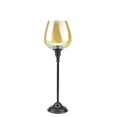 16.25" Large Golden Luster Brown Stemmed Votive Candle Holder