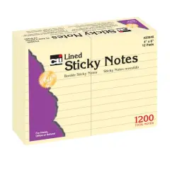Sticky Notes, 4" x 6" Lined, 12 Pack