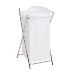 Honey Can Do 27" Chrome & White Folding Hamper