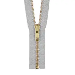 YKK 30" Chrome Gray #5 Brass Open End Zipper