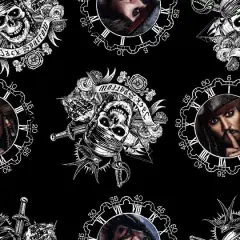 Disney&reg; Black Captain Jack Sparrow Quilting Cotton Fabric