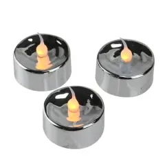 Christmas Flicker Flame LED Tea Light Candle Set, Silver