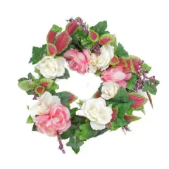 22.5" Cream & Pink Rose & Berry Spring Wreath
