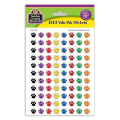 Teacher Created Resources Colorful Paw Prints Mini Valu-Pak Stickers, 6 Packs of 1144