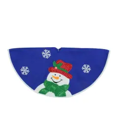 20" Blue Mini Tree Skirt with Embellished Snowman