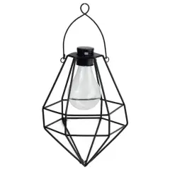 8.75" Black Diamond Solar Powered LED Patio Lantern