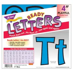 Trend Enterprises&reg; 4" Playful English/Spanish Combination Ready Letters&reg;, 6 Packs Baby Blue