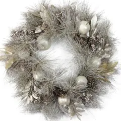 24" Champagne Gold Apples & Pine Cones Wreath, Unlit
