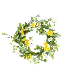 24" White & Yellow Field Daisy & Berry Wreath