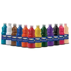 Prang&reg; Tempera Assorted Color Paints, 16oz Bottles, 12 Pack