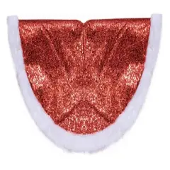 20" Glittery Red & White Faux Fur Trim Mini Tree Skirt
