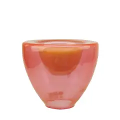 5.25" Coral Pink Glass Votive Candle Holder with Wax Candle
