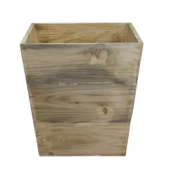 13.75" Country Rustic Natural Wood Storage Bin