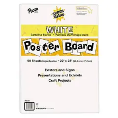 Pacon&reg; White Super Value Poster Boards, 22" x 28", 50 Sheets