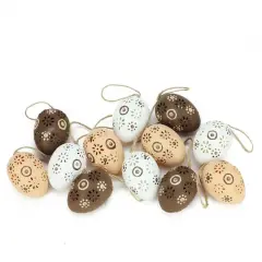 Natural Tone Floral Cut-Out Easter Egg Ornaments Set