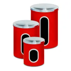 Honey Can Do Storage Canisters, 3ct. Red