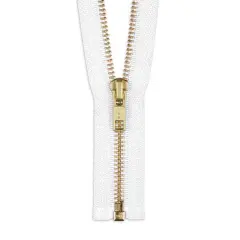 YKK 30" White #5 Brass Open End Zipper