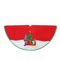 20" Embroidered Sleigh & Tree Applique Mini Tree Skirt