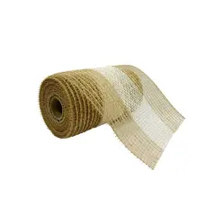 5.5" x 24ft. Mesh Jute & Cotton Wide Stripe Ribbon by Celebrate It&reg;