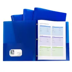 C-Line&reg; Two-Pocket Heavyweight Poly Portfolio Folder with Prongs, Pack of 10 Cobalt Blue