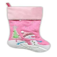 20.5" Embroidered Ice Skating Snowman & Christmas Tree Stocking