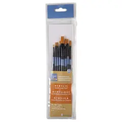 8 Piece Necessities&trade; Golden Synthetic Flat Acrylic Brushes By Artist's Loft&reg;