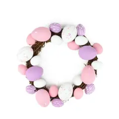 10" Pastel Pink, Purple and White Easter Egg Grapevine Wreath