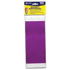 C-Line&reg; DuPont&trade; Tyvek&reg; Security Wristbands, Pack of 100 Purple