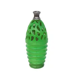 11.25" Outdoor Patio Cutout Vase, Lime Green & Gray