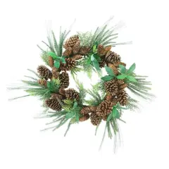 24" Mixed Pine Artificial Wreath with Pinecones
