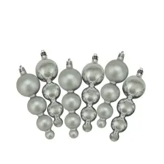 6ct Shiny & Matte 5.75" Finial Shatterproof Ornaments, Silver Splendor