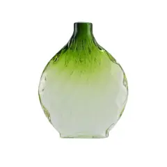 11.5" Disc Glass Vase, Forest Green Ombre