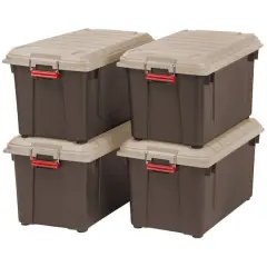 Iris&reg; WeatherPro&trade; Store-It-All 82qt. Tote, 4ct. Brown/Beige/Red