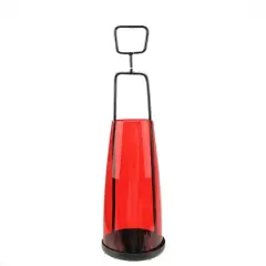 14.5" Retro Glass Tea Light Candle Holder, Red