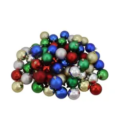 60ct Multicolor Shiny & Matte Shatterproof Ball Ornaments