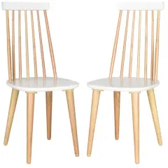 Burris Side Chair Set of 2 in Natural & White