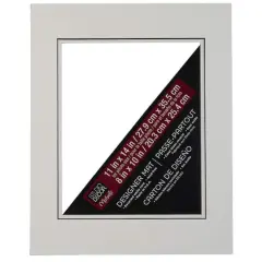 11" x 14" White with Black Core Double Mat by Studio D&eacute;cor&reg;, 8" x 10" Opening Size