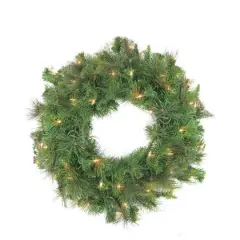 36" Pre-Lit Canyon Pine Artificial Wreath with Clear Lights