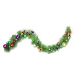 6ft. Unlit Multicolor Ornaments Long Needle Pine Artificial Garland