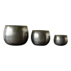 Hello Honey&reg; Round Metal Planters with Zinc Finish