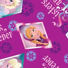 Disney&reg; Frozen Sisters Forever Floral Badge T Purple Quilting Cotton Fabric