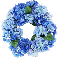 22" Blue & Green Hydrangea Floral Wreath