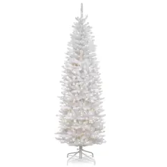 7.5 ft. Pre-Lit Kingswood&trade; White Fir Pencil Artificial Christmas Tree, Clear Lights