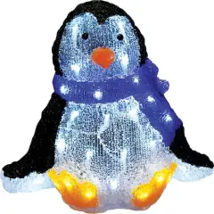 11.5" Lighted Commercial Grade Acrylic Sitting Baby Penguin Christmas Display Decoration