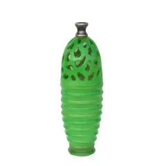 15" Outdoor Patio Cutout Vase, Lime Green & Gray