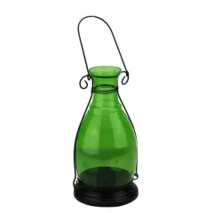 Transparent Green Glass Bottle Vase Tea Light Candle Lantern