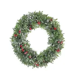 20" Boxwood Berries & Pine Cones Artificial Wreath, Unlit