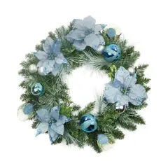 24" Ball Ornaments & Poinsettias Artificial Wreath