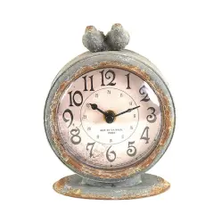 Hello Honey&reg; Gray Pewter Mantle Clock with Birds