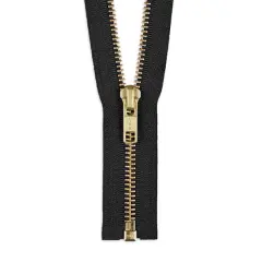 YKK 30" Black #5 Brass Open End Zipper